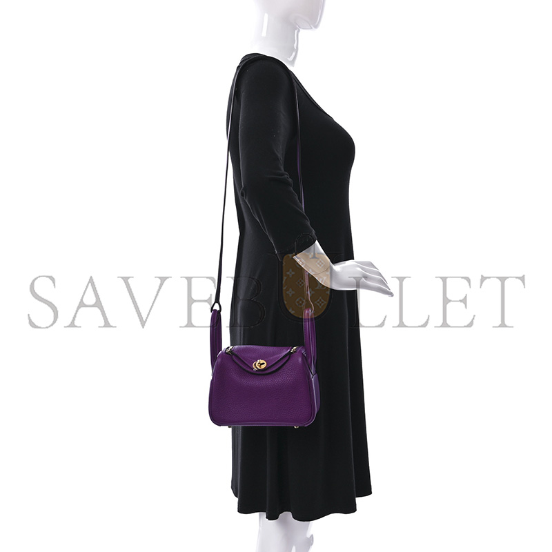 HERMÈS TAURILLON CLEMENCE MINI LINDY 19ANEMONE H079086CCN5 (19*12.5*9cm) 